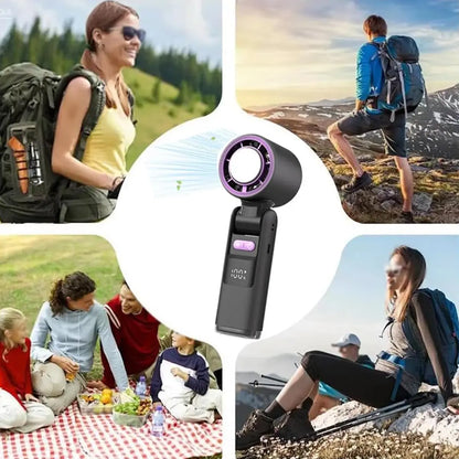 High-Speed Portable Handheld Fan with 199 Adjustable Levels, Foldable Design for Summer Travel and Outdoor Activities